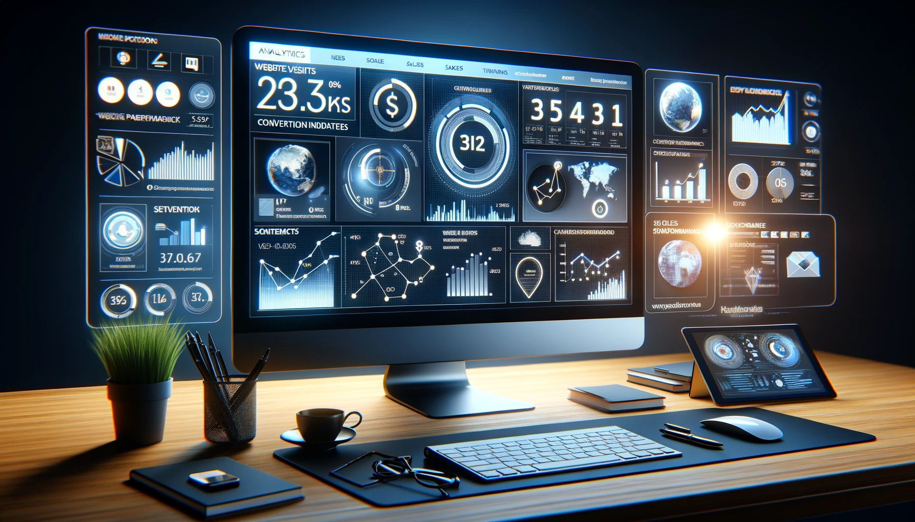 Modern 3D eCommerce analytics dashboard with KPIs for optimizing online sales.